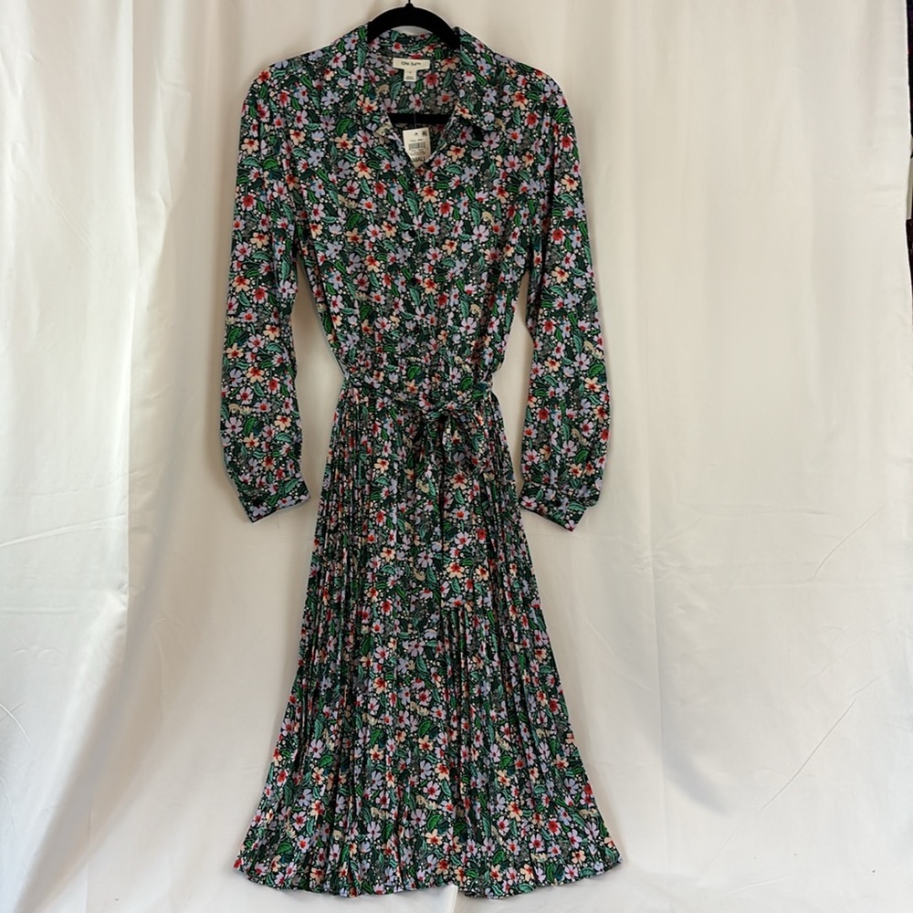 NWT On 34th szS Pleated Floral Midi Dress - Picture 2 of 12